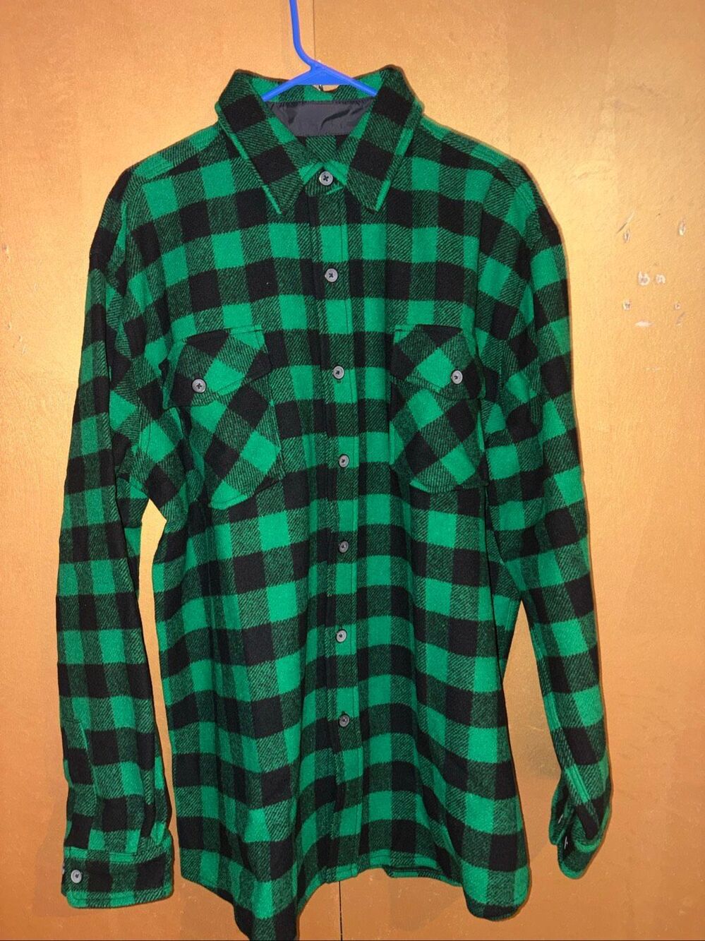 L.L Bean Mens heavy weight plaid wool blend flannel button down shirt size XL